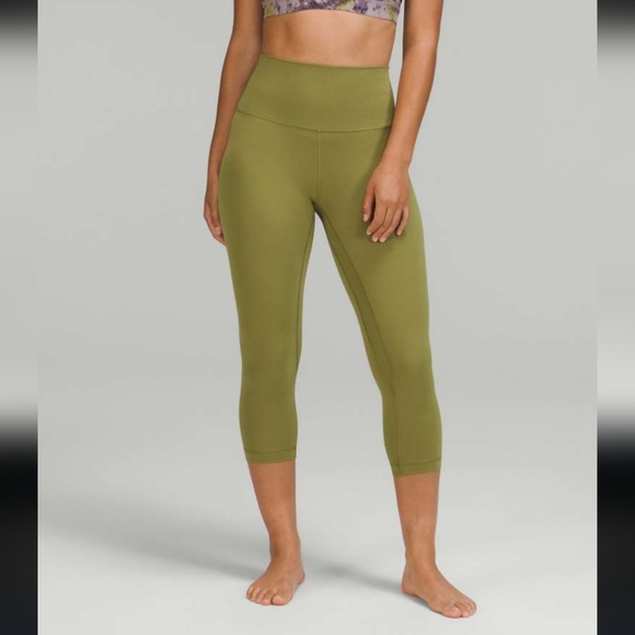 Lululemon Align high Rise crop 18" activewear Bronze Green Full Stretch sz 2. - Picture 1 of 17